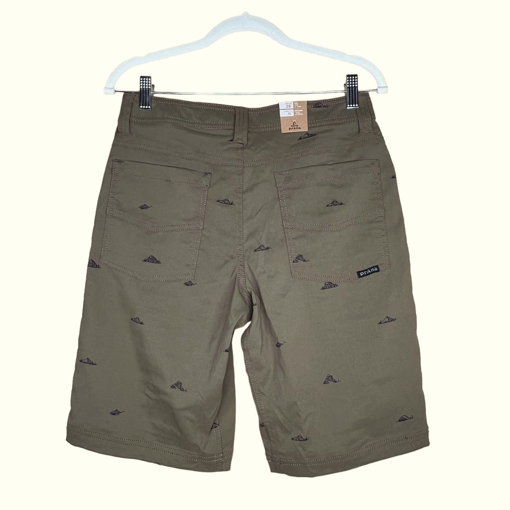 Prana Men’s Brion Olive Green Nylon Shorts With Mountain Print Size 28 X… - Picture 4 of 12